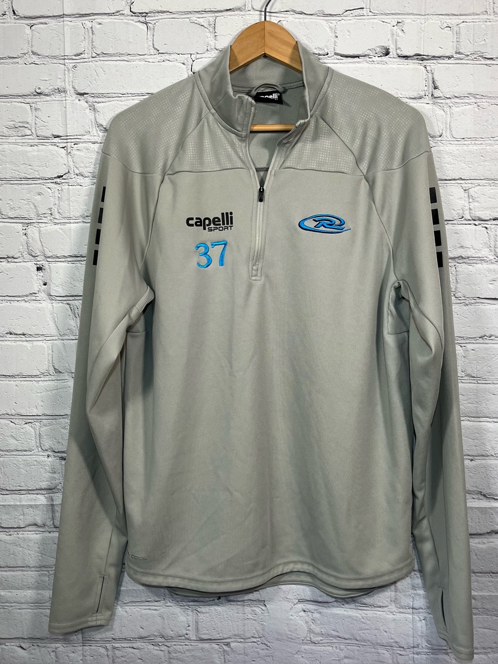 Capelli Sport 1/4 Zip Mock Neck Soccer  Shirt Mens Large Gray Long Sleeve Logo